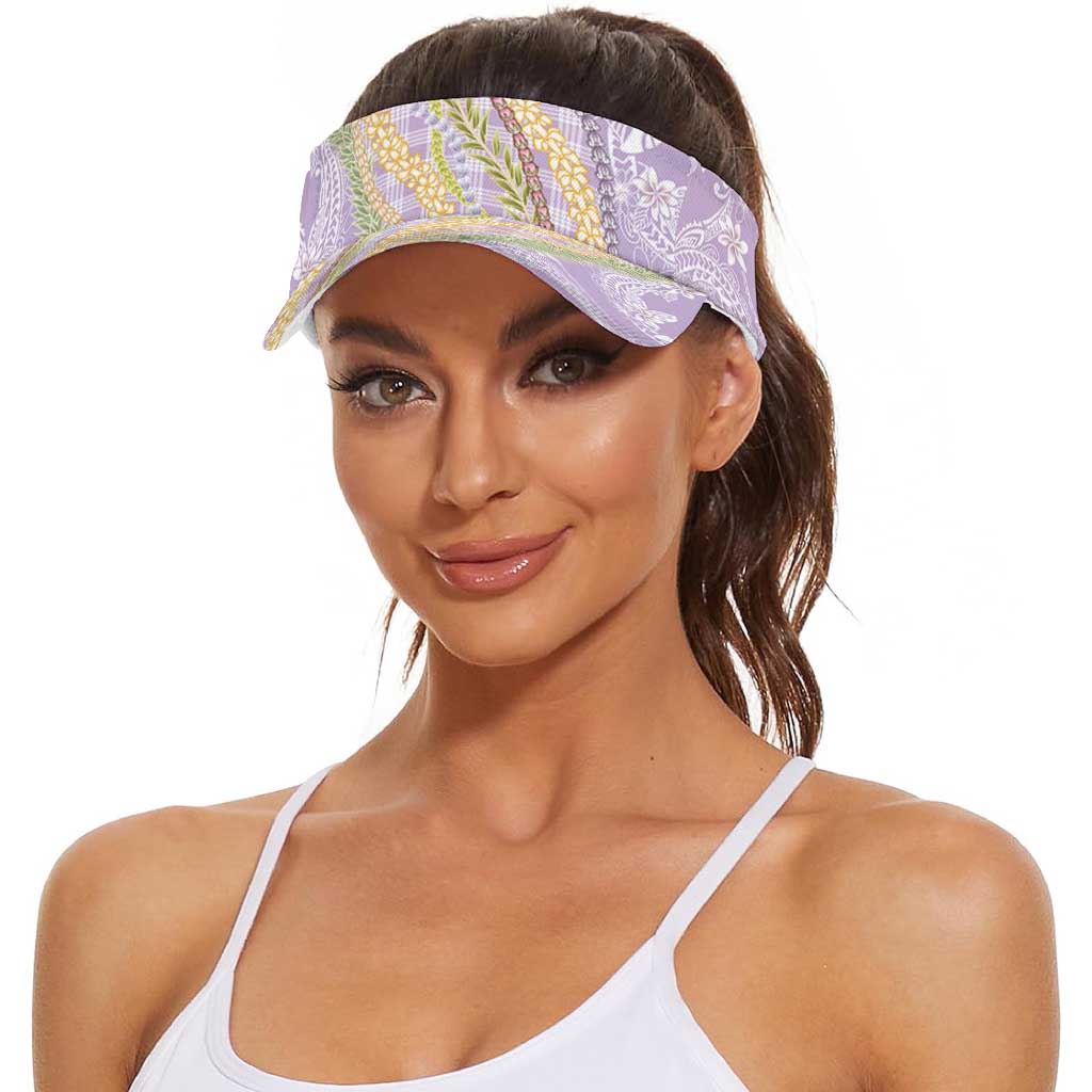Purple Palaka Hawaii Leis Sun Visor Cap Hawaiian-plaid Elegant Tropical Vibes