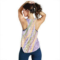 Purple Palaka Hawaii Leis Women Racerback Tank Hawaiian-plaid Elegant Tropical Vibes - Polynesian Pride
