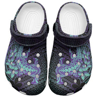 Purple Paradise Hawaii Clogs Shoes Hammerhead Shark Tattoo Curve Polynesian - Polynesian Pride