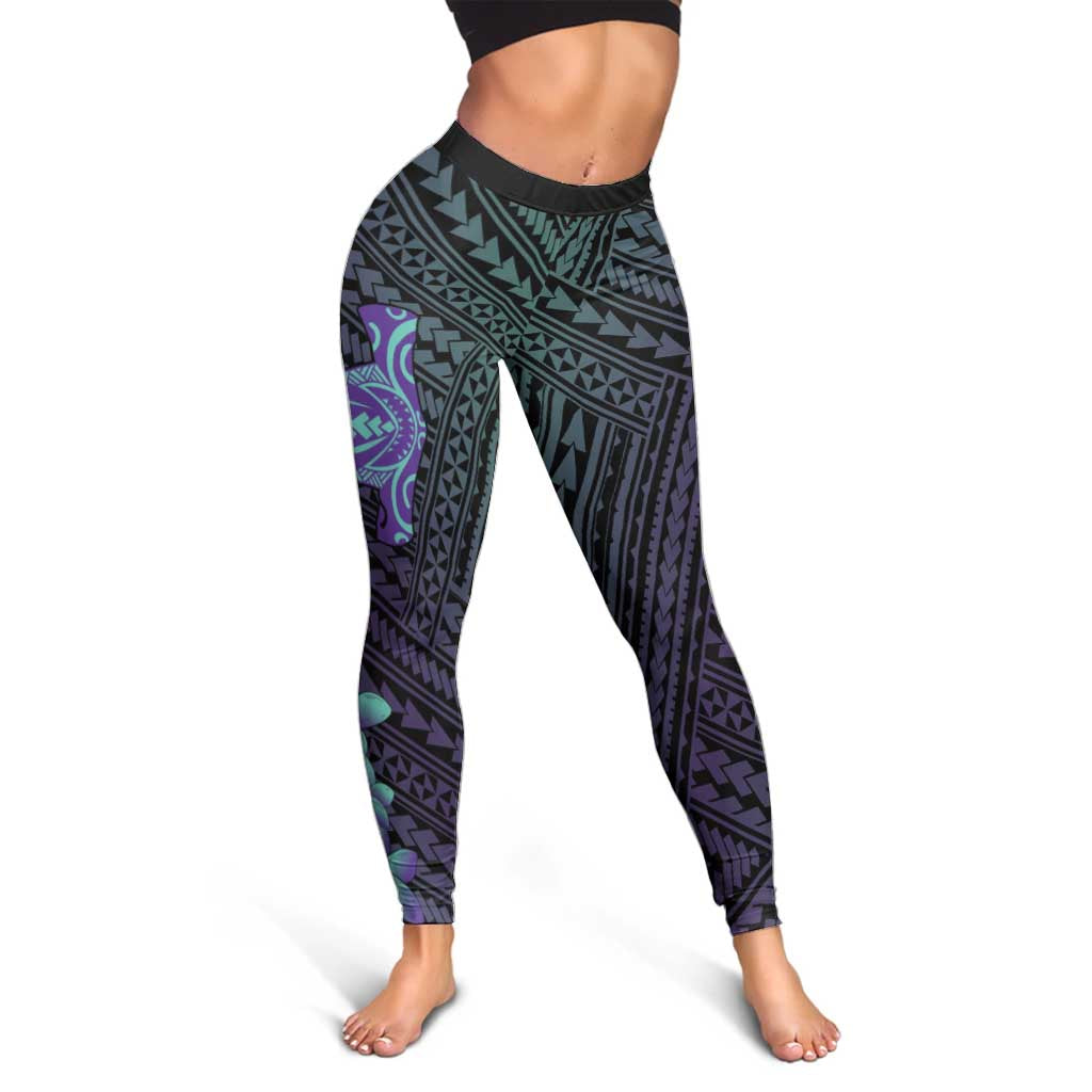Purple Paradise Hawaii Leggings Hammerhead Shark Tattoo Curve Polynesian - Polynesian Pride