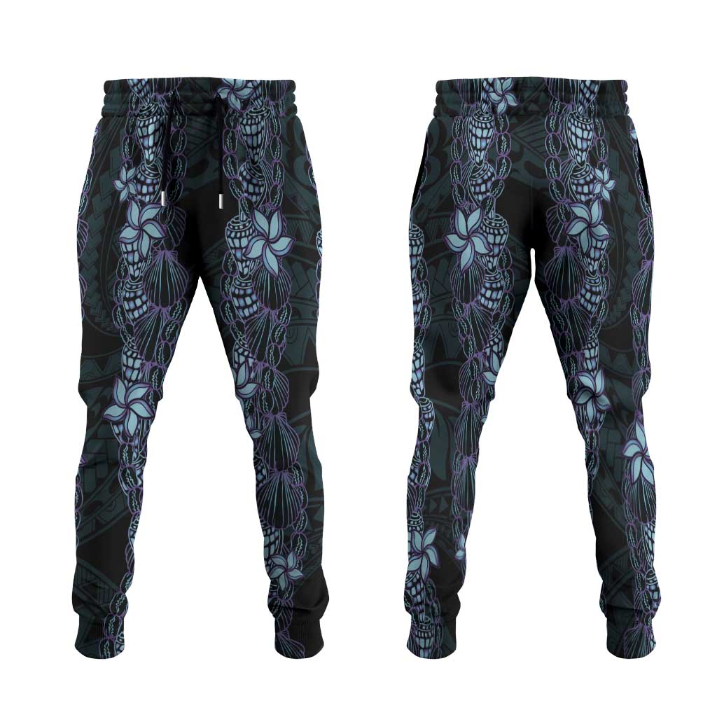 Purple Paradise Hawaii Shell Lei Jogger Pants Hawaiian Sunrise Shell Hebrew Cone Plumeria - Polynesian Pride