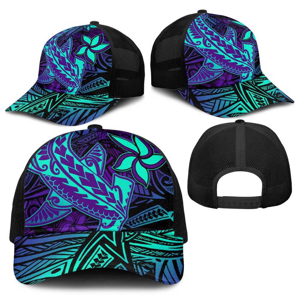 Purple Paradise Polynesian Baseball Net Cap Hawaiian Tribal Hammerhead Shark - Polynesian Pride