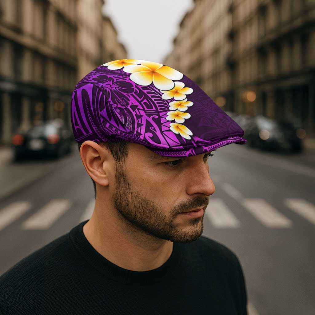 Purple Polynesia Jeff Hat Plumeria Tropical Leaves Galaxy Polynesian Art LT14 - Polynesian Pride