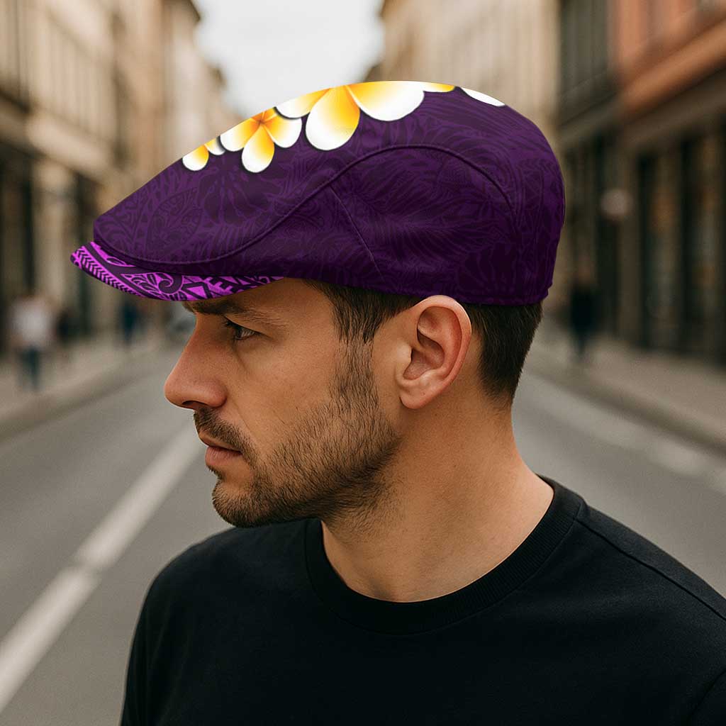 Purple Polynesia Jeff Hat Plumeria Tropical Leaves Galaxy Polynesian Art LT14 - Polynesian Pride
