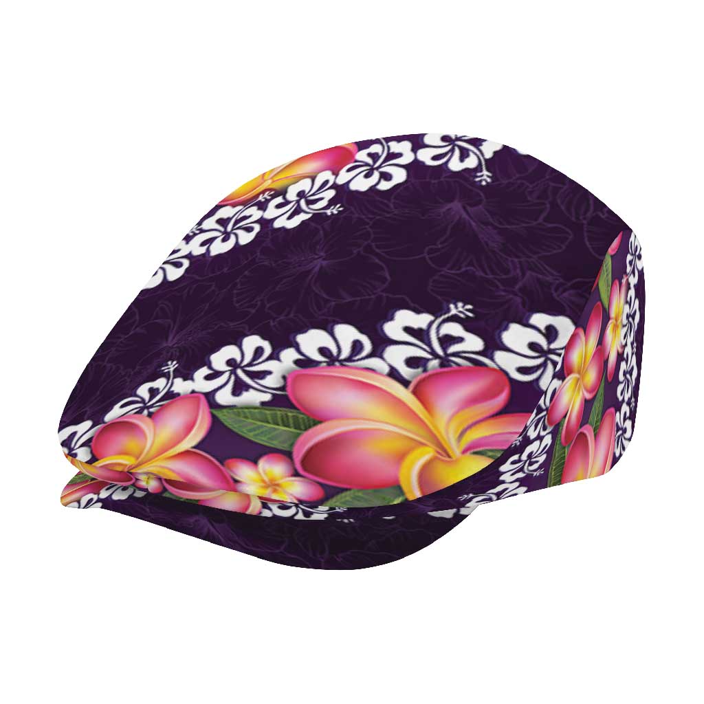 Purple Polynesia Jeff Hat Plumeria With Hibiscus Pattern Tropical Vibes LT14 - Polynesian Pride