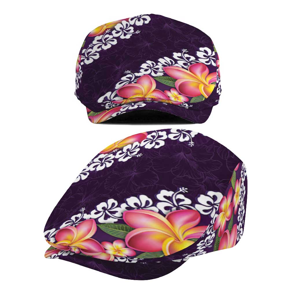 Purple Polynesia Jeff Hat Plumeria With Hibiscus Pattern Tropical Vibes LT14 - Polynesian Pride