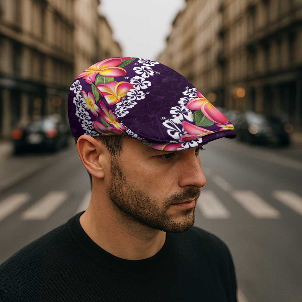 Purple Polynesia Jeff Hat Plumeria With Hibiscus Pattern Tropical Vibes LT14 - Polynesian Pride