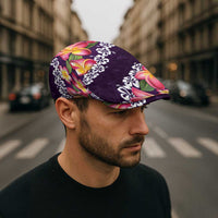 Purple Polynesia Jeff Hat Plumeria With Hibiscus Pattern Tropical Vibes LT14 - Polynesian Pride