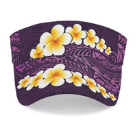 Purple Polynesia Sun Visor Cap Plumeria Tropical Leaves With Galaxy Polynesian Art