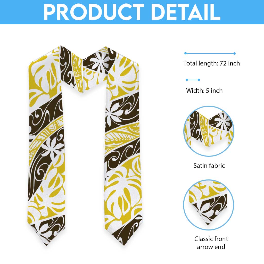 Rearea Tahiti Tiare Monstera Graduation Stole Polynesian Pattern Curve Style