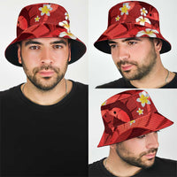 Red Banana Leaf Hawaii Bucket Hat Lau Maia Plumeria Tropical Summer Vibes LT14 - Polynesian Pride