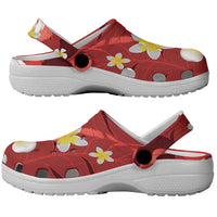 Red Banana Leaf Hawaii Clogs Shoes Lau Maia Plumeria Tropical Summer Vibes LT14 - Polynesian Pride