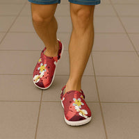 Red Banana Leaf Hawaii Clogs Shoes Lau Maia Plumeria Tropical Summer Vibes LT14 - Polynesian Pride