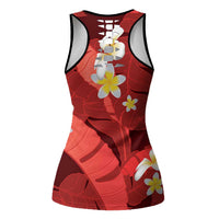 Red Banana Leaf Hawaii Hollow Tank Top Lau Maia Plumeria Tropical Summer Vibes LT14 - Polynesian Pride
