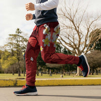 Red Banana Leaf Hawaii Jogger Pants Lau Maia Plumeria Tropical Summer Vibes LT14 - Polynesian Pride
