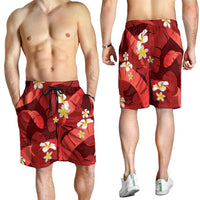 Red Banana Leaf Hawaii Shorts for Men Lau Maia Plumeria Tropical Summer Vibes LT14 - Polynesian Pride