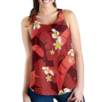 Red Banana Leaf Hawaii Women Racerback Tank Lau Maia Plumeria Tropical Summer Vibes LT14 - Polynesian Pride