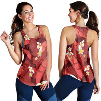 Red Banana Leaf Hawaii Women Racerback Tank Lau Maia Plumeria Tropical Summer Vibes LT14 - Polynesian Pride
