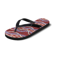 Red Hawaii Palaka Honohono Pikake Flip Flops Hawaiian Orchid Lei Polynesian Pattern - Polynesian Pride
