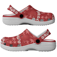 Red Hawaii Palm Tree Hibiscus Clogs Shoes Fantasy Summer Vibe LT01 - Polynesian Pride
