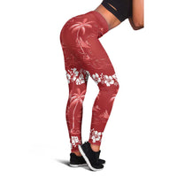 Red Hawaii Palm Tree Hibiscus Leggings Fantasy Summer Vibe LT01 - Polynesian Pride