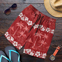 Red Hawaii Palm Tree Hibiscus Shorts for Men Fantasy Summer Vibe LT01 Red - Polynesian Pride