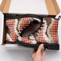 Red Hawaii Tiare and Shell Lei Leather Boots Hawaiian Palaka Luxury Vibes LT14 - Polynesian Pride