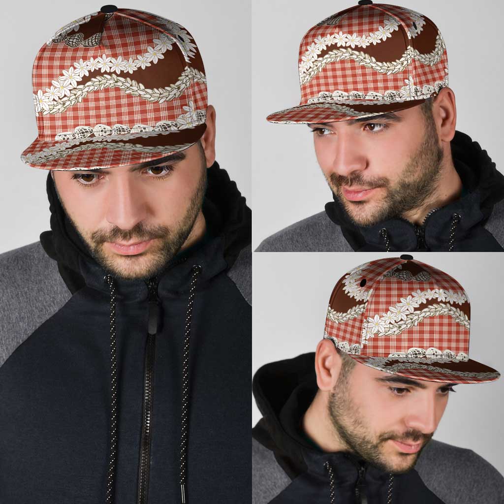 Red Hawaii Tiare and Shell Lei Snapback Cap Hawaiian Palaka Luxury Vibes - Polynesian Pride