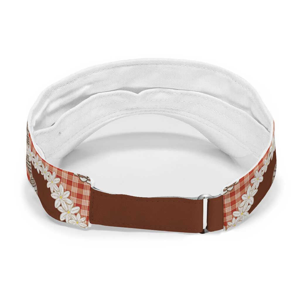 Red Hawaii Tiare and Shell Lei Sun Visor Cap Hawaiian Palaka Luxury Vibes