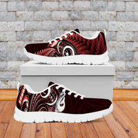 Red New Zealand Sneakers Aotearoa Silver Fern With Manaia Maori Unique