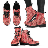Red Palaka Hawaii Cowboy Leather Boots Puakenikeni Lei Paniolo Papale Seamless Vibes LT14 - Polynesian Pride