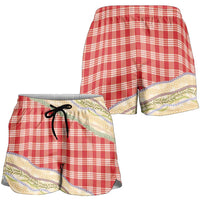 Red Palaka Hawaii Leis Elegant Vibes Shorts for Women