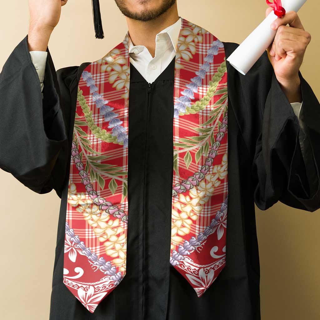 Red Palaka Hawaii Leis Graduation Stole Hawaiian-plaid Elegant Tropical Vibes LT14