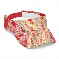 Red Palaka Hawaii Leis Sun Visor Cap Hawaiian-plaid Elegant Tropical Vibes