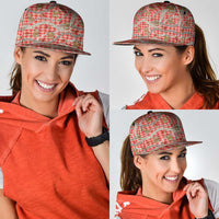 Red Palaka Hawaii Mele Kalikimaka Snapback Cap Ohia Lehua Shell Leis Funny Gingerbread Santa - Polynesian Pride