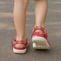 Red Palaka Quilt Hawaii Clogs Shoes Traditional Hawaii-plaid Pattern - Polynesian Pride