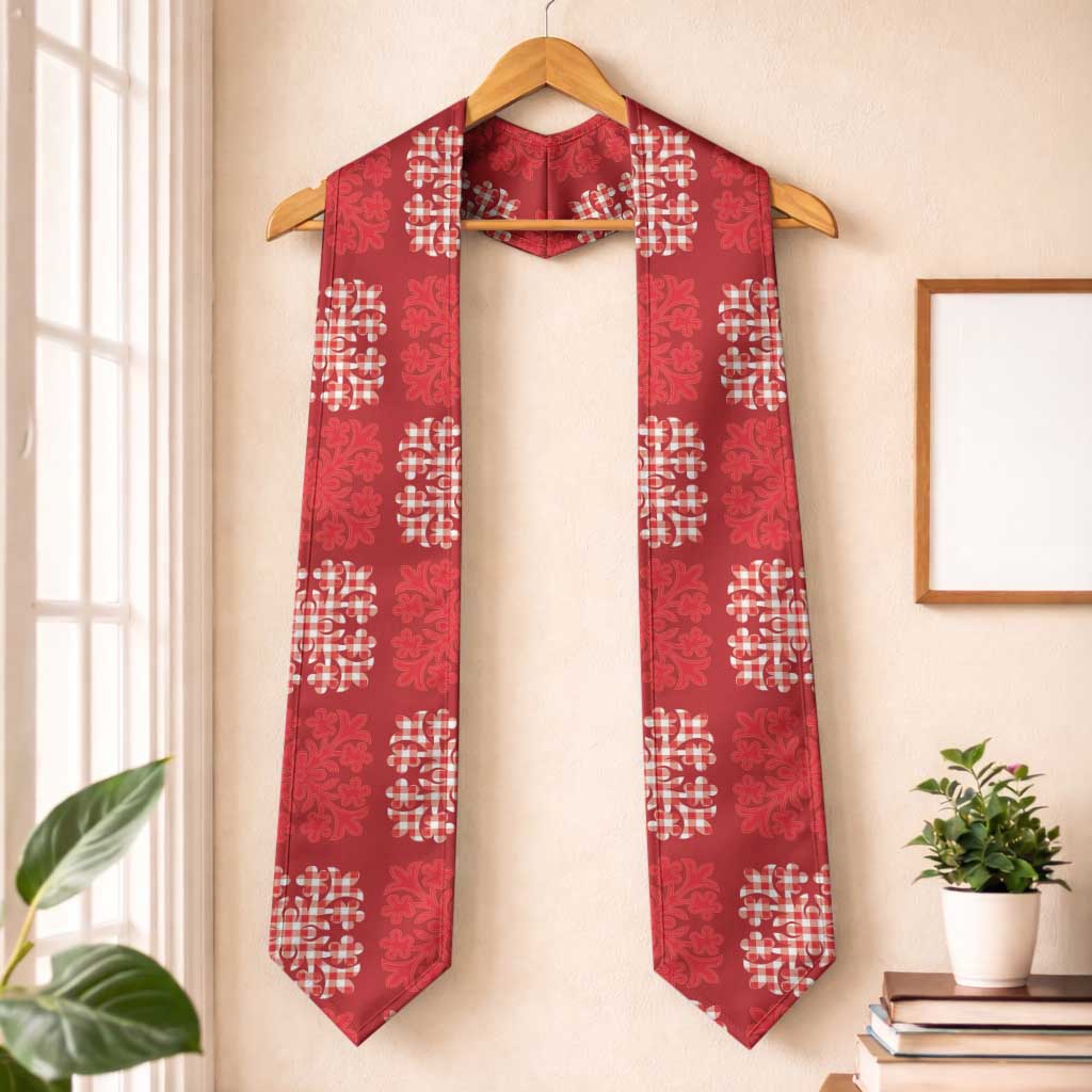 Red Palaka Quilt Hawaii Graduation Stole Traditional Hawaii-plaid Pattern - Polynesian Pride