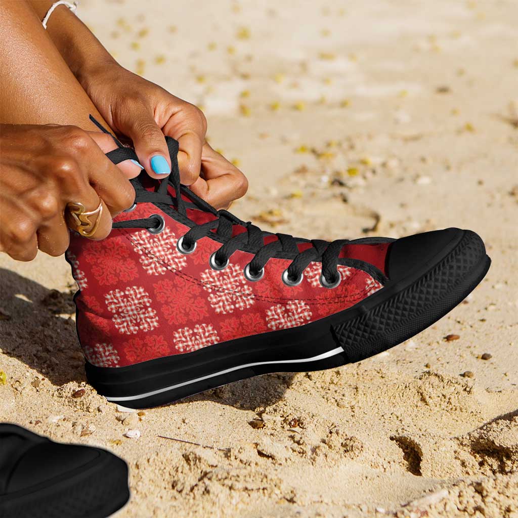 Red Palaka Quilt Hawaii High Top Shoes Traditional Hawaii-plaid Pattern - Polynesian Pride
