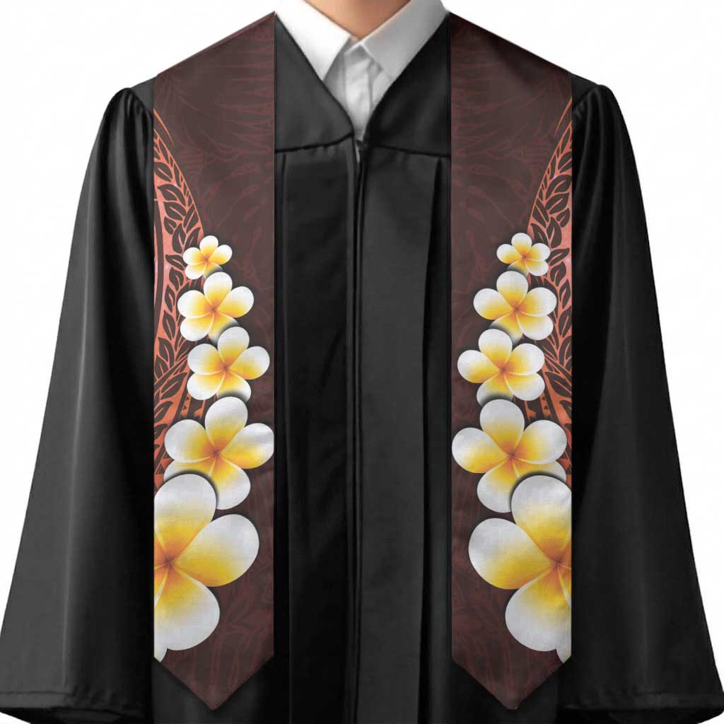 Red Polynesia Graduation Stole Plumeria Tropical Leaves With Galaxy Polynesian Art