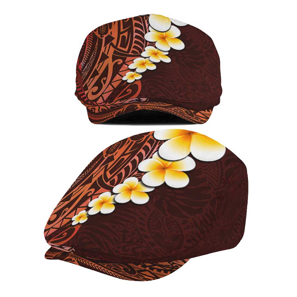 Red Polynesia Jeff Hat Plumeria Tropical Leaves Galaxy Polynesian Art - Polynesian Pride