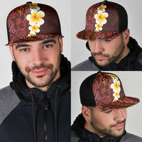 Red Polynesia Mesh Trucker Cap Plumeria Tropical Leaves With Galaxy Polynesian Art - Polynesian Pride