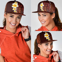 Red Polynesia Snapback Cap Plumeria Tropical Leaves With Galaxy Polynesian Art - Polynesian Pride