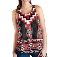 Red Taniko Aotearoa Women Racerback Tank Niho Taniwha Mix Poutama LT14