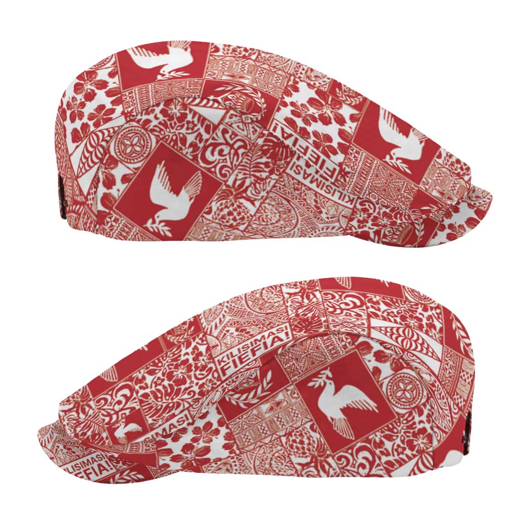 Red Tonga Kilisimasi Fiefia Jeff Hat Pacific Patchwork Xmas Vibes - Polynesian Pride