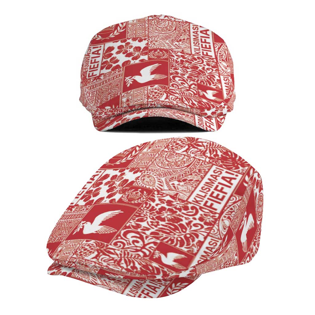 Red Tonga Kilisimasi Fiefia Jeff Hat Pacific Patchwork Xmas Vibes - Polynesian Pride