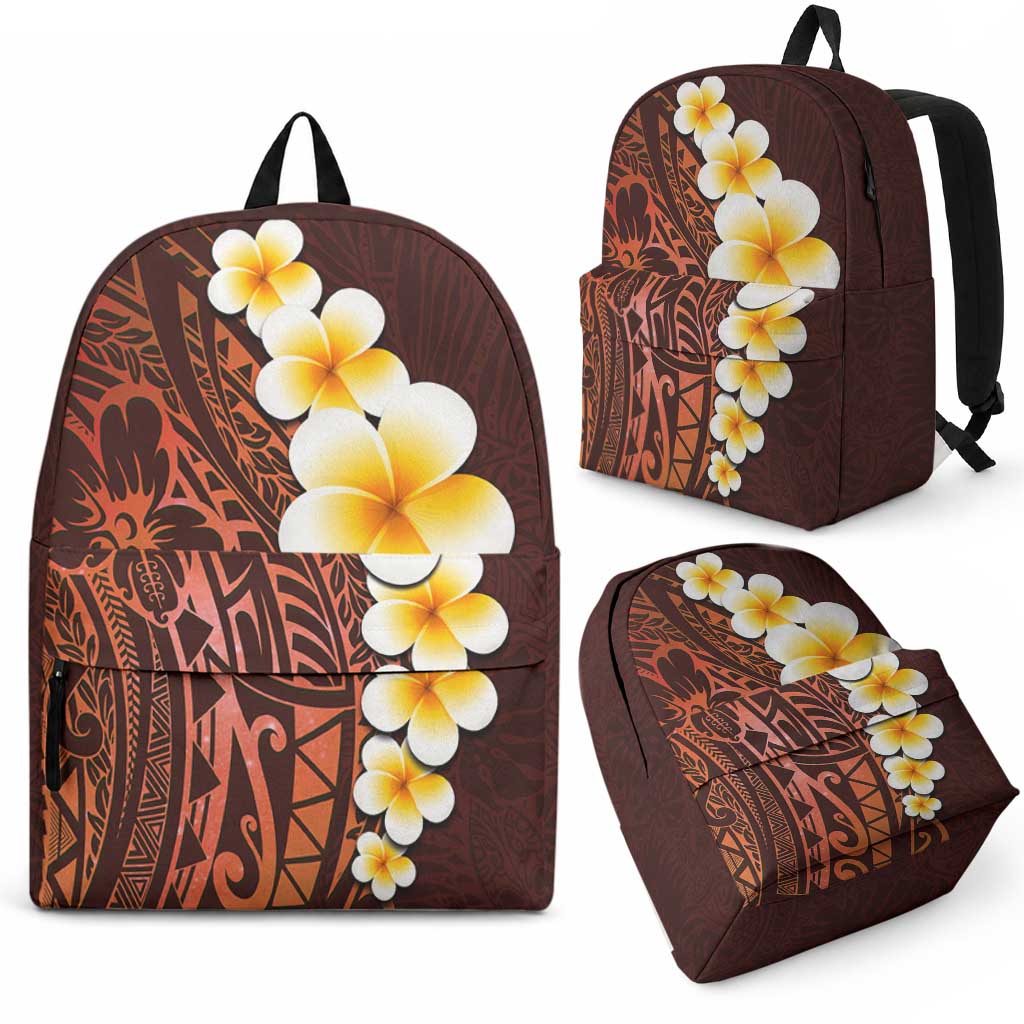 Red Tropical Plumeria With Galaxy Polynesian Art Backpack LT14 - Polynesian Pride