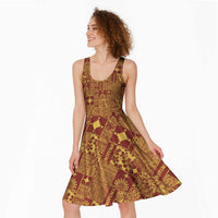 Rotuma Faiakse'ea 'e Kirisimasi Midi Dress Pacific Patchwork Xmas Vibes - Polynesian Pride