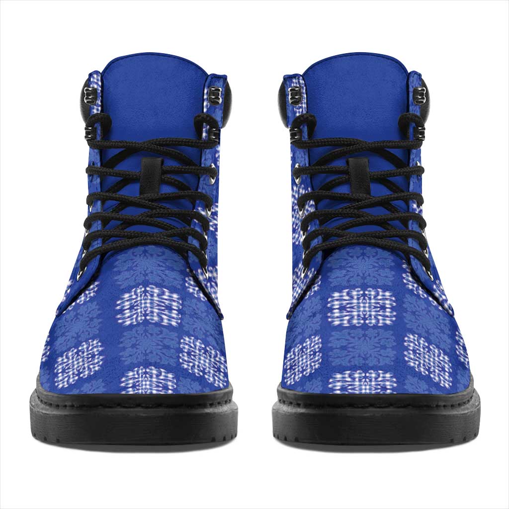 Royal Blue Palaka Quilt Hawaii All Season Boots Traditional Hawaii-plaid Pattern LT14 - Polynesian Pride