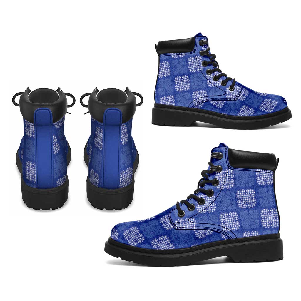 Royal Blue Palaka Quilt Hawaii All Season Boots Traditional Hawaii-plaid Pattern LT14 - Polynesian Pride