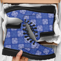 Royal Blue Palaka Quilt Hawaii All Season Boots Traditional Hawaii-plaid Pattern LT14 Royal Blue - Polynesian Pride